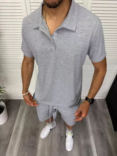 Trening barbati gri pantaloni + tricou 13292 D2-2.3